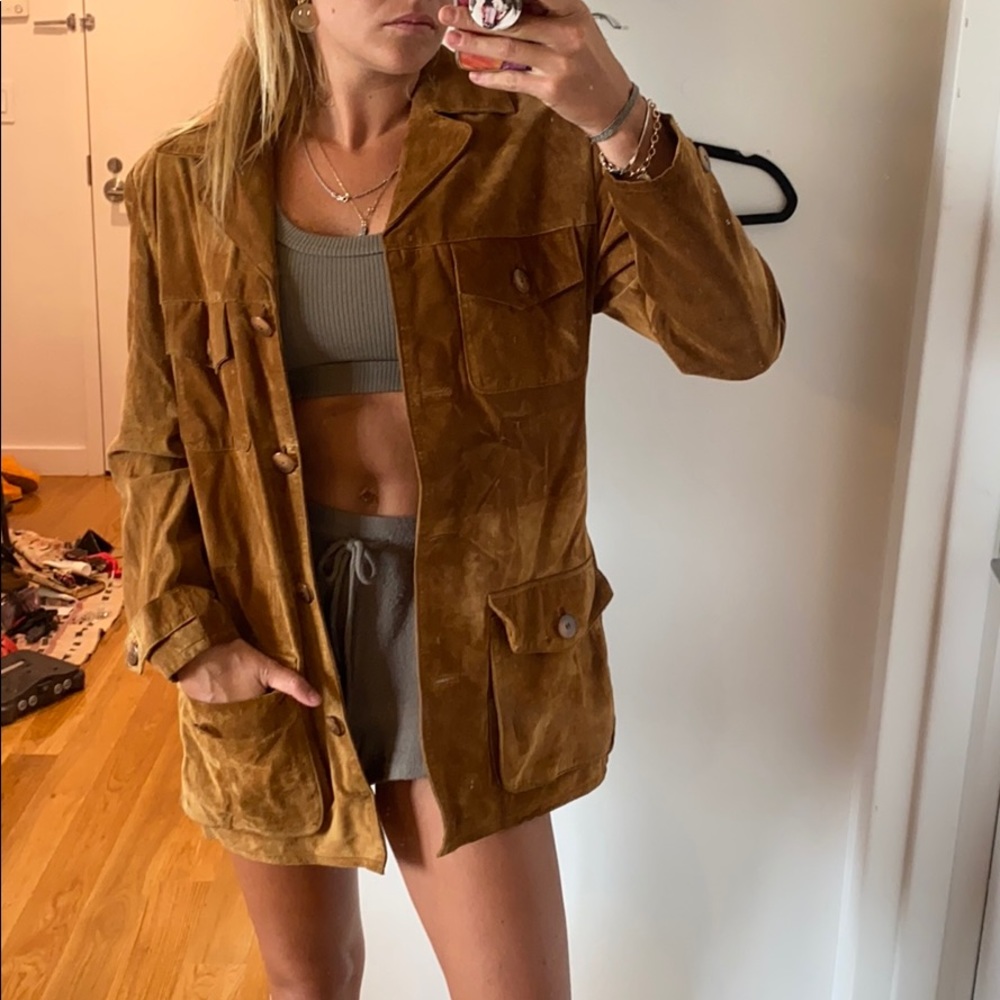 Vintage Brown Suede 4 Pocket Pea Coat